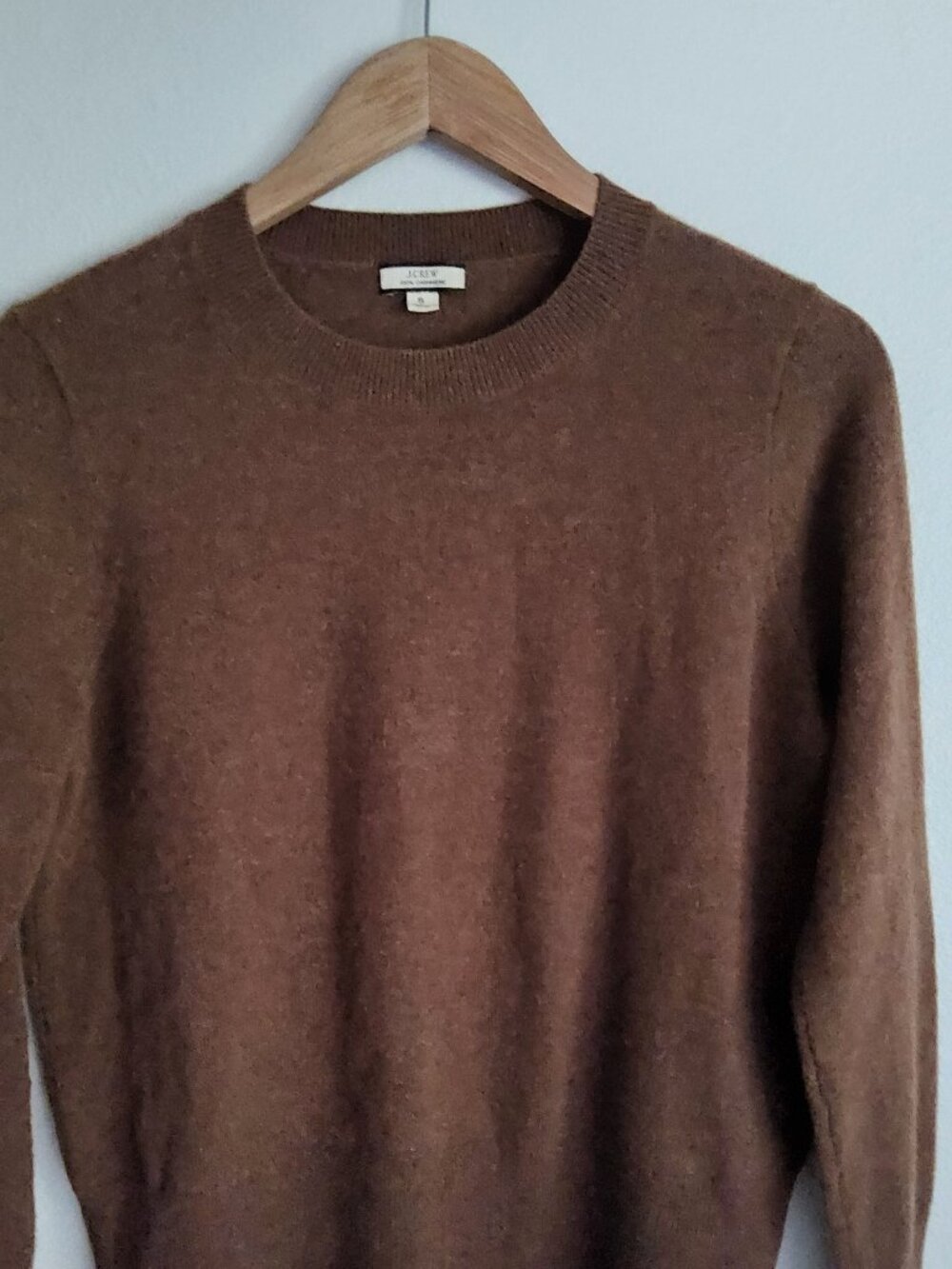 J Crew Cashmere Classic Brown Crewneck Sweater Size S